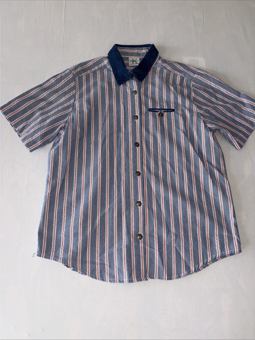 Koret Button Up Red White And Blue Vintage Large